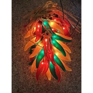 Chili Pepper Ristra Lights Plug-In 35 Red Green Yellow Bulbs Fiesta Swag Works